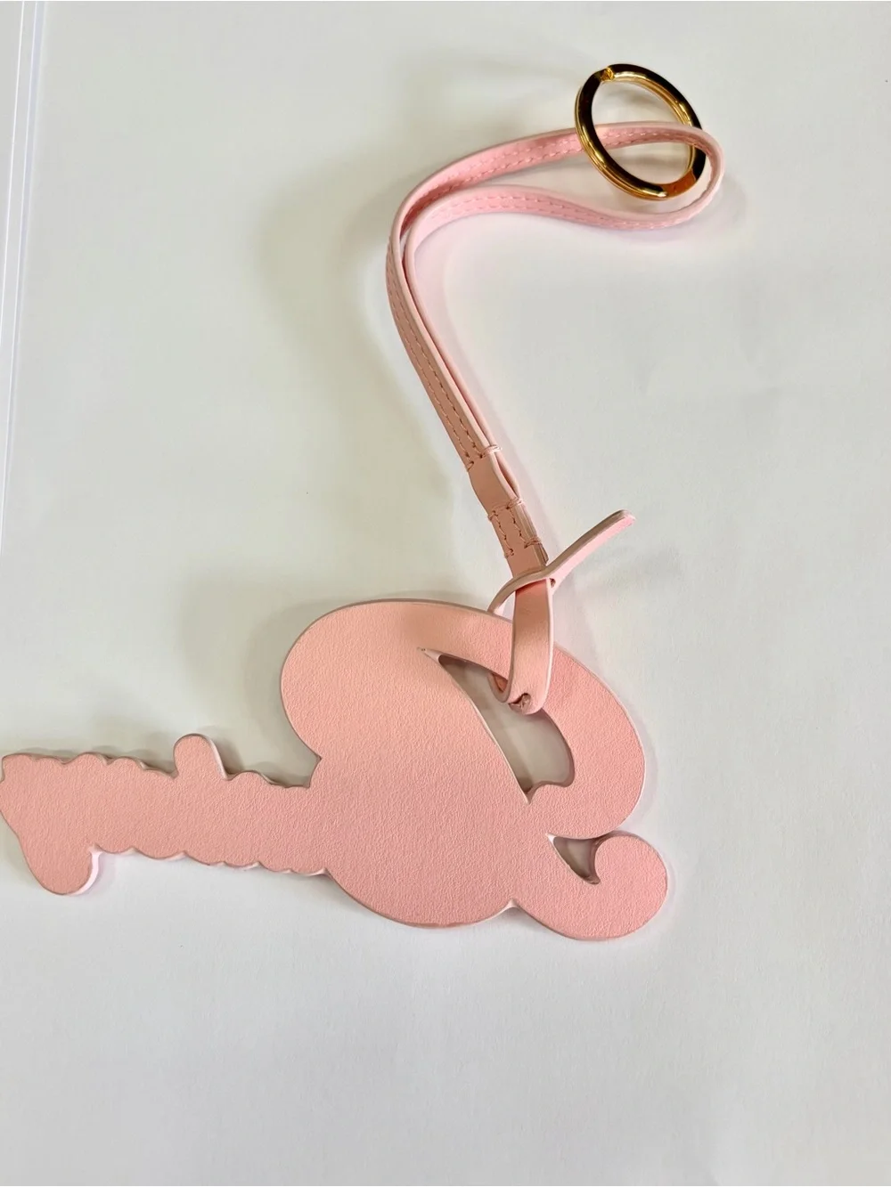 Burberry Script Logo Pink Leather Large bag charm keychain